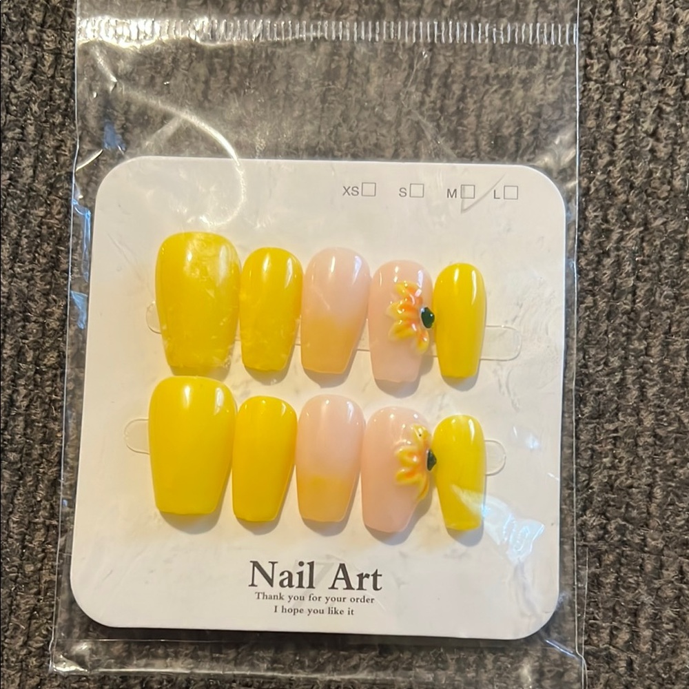 Yellow and Pink Floral Nail Art Set